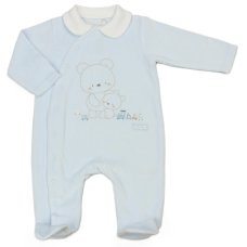 N14632: Baby Boys Embossed Velour All In One (0-9 Months)